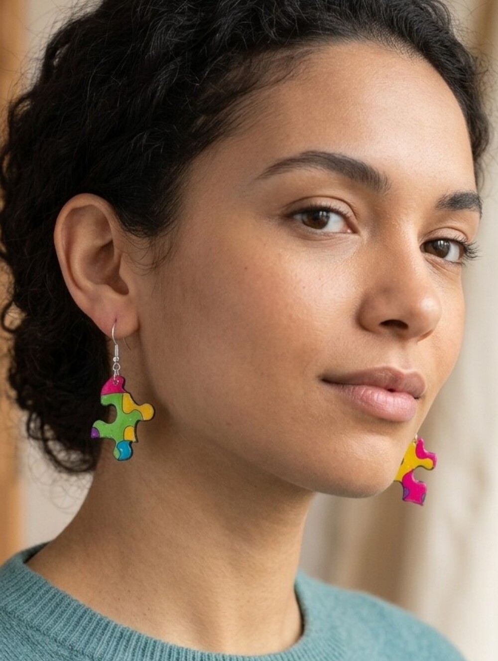 Handcrafted Puzzle Piece Earrings